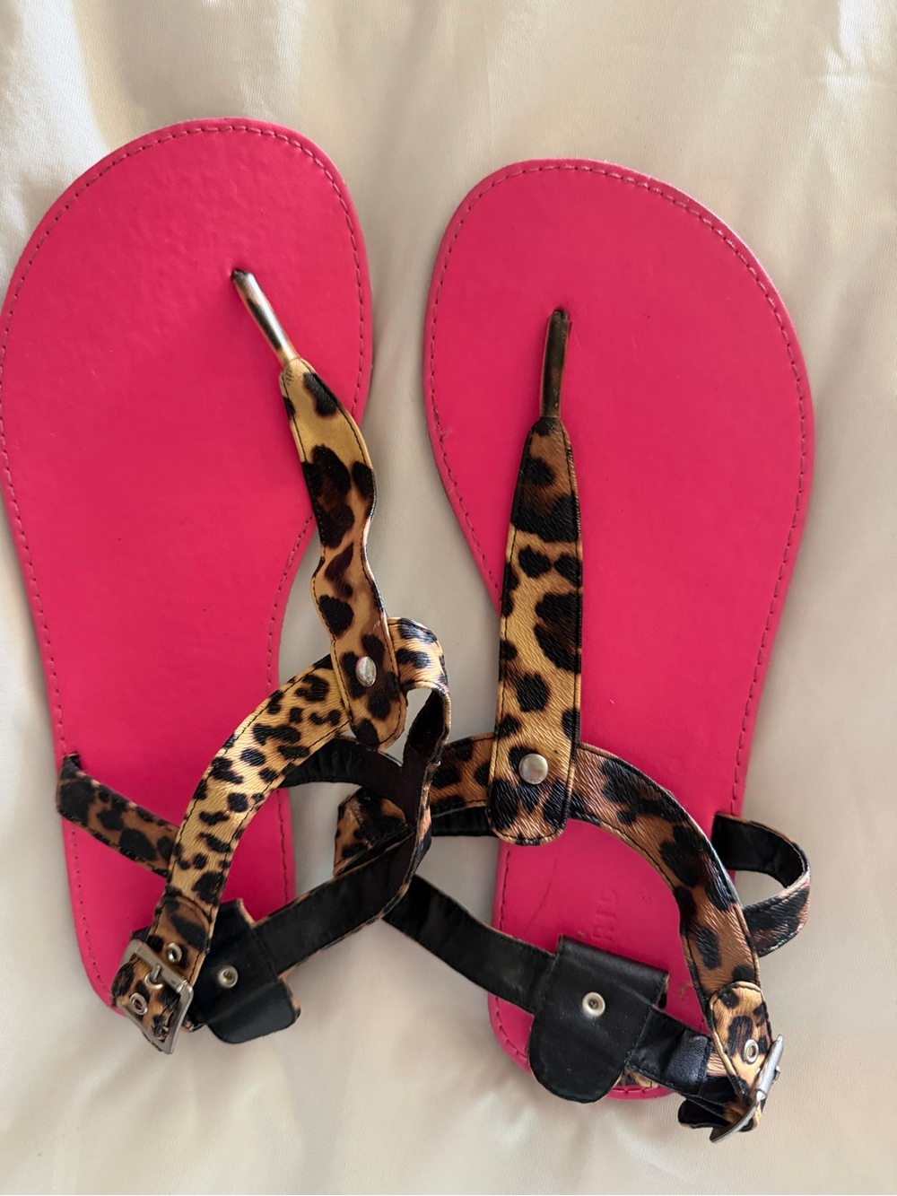 Torrid Pink Sandals with Leopard Print Straps. Size 11 Wide